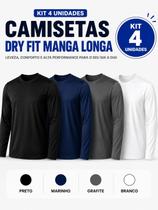 4 Camiseta Masculina Manga Longa Dry Fit Básica Lisa Gola Redonda Proteção Solar UV Térmica Blusa Academia ENVIO IMEDIATO 4 Camiseta Masculina Manga Longa Dry Fit Básica Lisa Gola Redonda Proteção Solar UV Térmica Blusa Academia ENVIO IMEDIATO