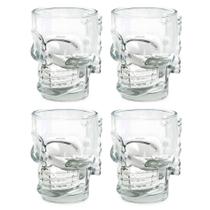 4 Caneca Caveira Rock Chopp Cerveja Vidro 510ml Grande
