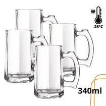 4 Caneca De Chopp Cerveja Vidro Reforçado 340ml Sublimação - CEDAR GLASS