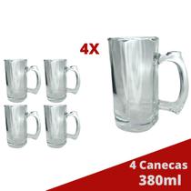 4 Caneca Vidro Grosso Congelável Cerveja e Chopp 380ML