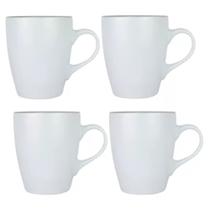 4 Canecas de Cerâmica Brancas com a Borda Cinza 414ml cada (ST64992) 4 Canecas de Cerâmica Brancas com a Borda Cinza 414ml cada (ST64992)