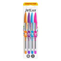 4 Caneta Esferografica 1.0 Compactor Rosa Azul Lilás Laranja