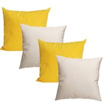 4 Capa almofada Suede Decorativa Amarelo e Bege 45cm x 45cm
