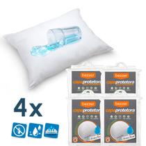 4 Capa Protetor de Travesseiro Impermeável Silenciosa Anti-Mofo 100% Tecido Macio e Suave 50x70cm