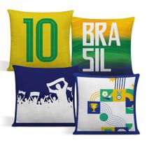 4 Capas Almofada Brasil 40 X 40 Verde Amarelo Copa Decoração 4 Capas Almofada Brasil 40 X 40 Verde Amarelo Copa Decoração