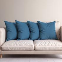 4 Capas Almofada Veludo Suede Sofa Decorativa 45x45 Azul