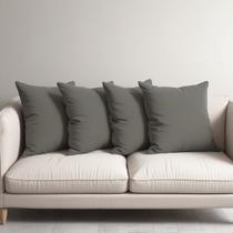4 Capas Almofada Veludo Suede Sofa Decorativa 45x45 Cinza