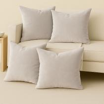 4 Capas Almofadas Veludo Sala Sofa Quarto Decorativa 45x45 Creme Claro