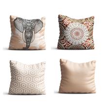 4 Capas de almofada 42x42 elefante indiano mandala salmão Atelier Valverde