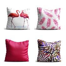 4 Capas de almofada 42x42 flamingos e folhagens pink Atelier Valverde