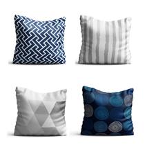 4 Capas de almofada 42x42 - geometrico azul marinho e cinza Atelier Valverde