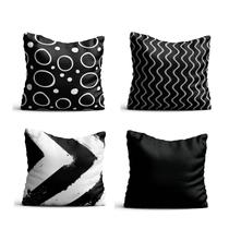 4 Capas de almofada 42x42 geometricos preto e branco Atelier Valverde
