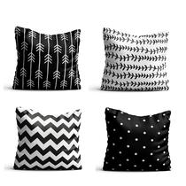 4 Capas de almofada 42x42 geometricos preto e branco setas Atelier Valverde