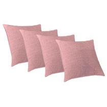 4 Capas de Almofada 50x50cm Suede Luxo Premium Ziper Invisivel Resistente Rose