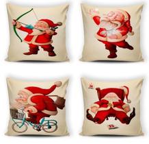 4 Capas de Almofada Decorativa Natalinas Papai Noel 4 Capas de Almofada Decorativa Natalinas Papai Noel