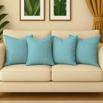 4 Capas de Almofadas Linho Luxo Sofa Decorativa Ziper Invisivel 45x45 Bege