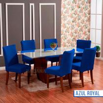 4 Capas de Cadeira Sala de Jantar Azul Royal Em Malha