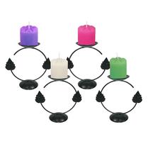 4 Castiçal Coroa Advento 4 Velas Candelabro Porta Vela Mesa