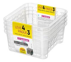 4 Cesta Empilhável Organizador Plástico 746ml Sanremo