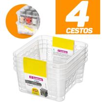 4 Cesto Organizador Empilhável Plástico 746ml Versátil Durável Armazenamento