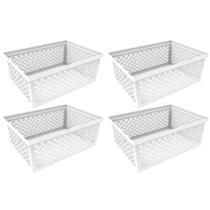 4 Cestos Organizadores G Crippa Grande Branco Retangular Escritório Closet Banheiro Lavanderia