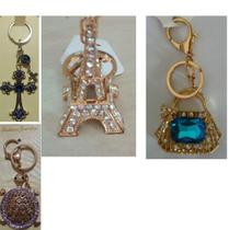 4 Chaveiros Torre Eiffel/tartaruga/bolsa/cruz - Imp
