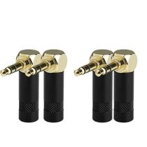 4 Conector Plug P2 Stereo 90 Angulado Dourado Linha Pro Mxt Cor Preto