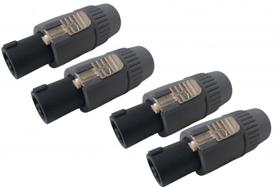 4 Conector Plug speakon 4 vias macho cinza com trava