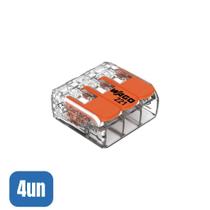 4 Conectores Emenda 4MM 3 Polos 221-413 - Wago 4 Conectores Emenda 4MM 3 Polos 221-413 - Wago