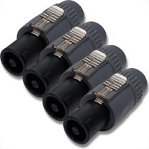 4 conectores speakon 4 polos kit 4 plugs macho tipo neutrik painel com trava resistente