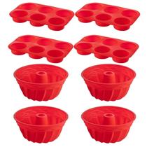 4 Conj Forma 6 Cupcake e Forma Espiral em Silicone Sortida