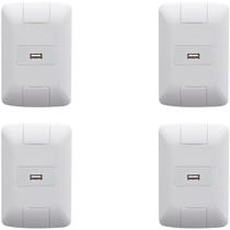 4 Conjunto 4x2 1 Tomada USB 1,5 A Bivolt Tramontina Aria