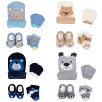 4 Conjunto Bebê Meias Toucas Luvas Pantufas Recém Nascido Enxoval Saída Maternidade Menino