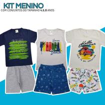 4 Conjunto de Verão Infantil Masculino Menino do 4 ao 8 anos Lote Kit 4 Conjuntos de Verão Menino