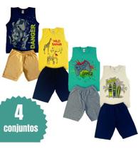 4 Conjunto De Verão Roupa Juvenil Menin0 Camiseta Calor