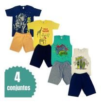 4 Conjunto De Verão Roupa Juvenil Menin0 Camiseta Calor - Amados e mimados KIDS