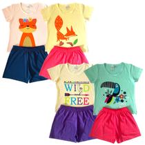4 Conjunto De Verão Roupa Juvenil Menina Camiseta Bermuda - TGS Confecções