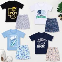 4 Conjunto Infantil Verão Com Shorts Moletinho Roupa De Calor Menino