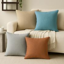 4 Conjunto kit Capas de Almofadas Linho Premium Sofa Sala Quarto Decorativa Ziper Invisivel 45x45 Bege