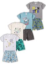 4 Conjunto Pijama Infantil Menino Roupa de Dormir Curto