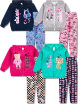 4 conjuntos moletom infantil feminino roupa menina inverno 8 peças - 4 jaquetas e 4 calças