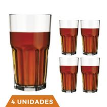 4 Copo Bristol Redondo Luxo Vidro Transparente 410ml Nadir