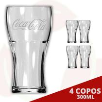 4 Copo Coca-Cola Contour 300ML Suco Água Refresco Nadir