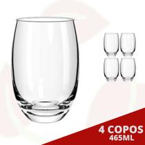 4 Copo de Vidro Aruba Redondo 465ML Suco Água Drinks Nadir