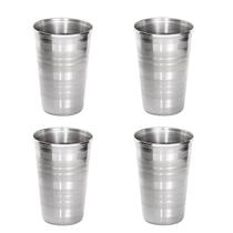 4 Copos Aço Inox Resistente Grande Cerveja Agua Suco 390ml