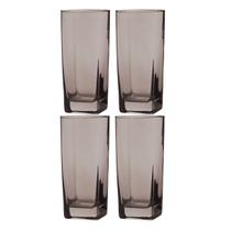 4 Copos Bali Quadrado 320ml Colorido Mesa Lindo Luxo Cinza