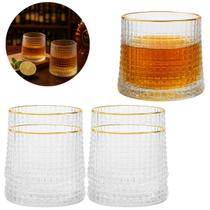 4 Copos de Vidro 320ml Borda Dourada P/ Whisky Drinks Bar 4 Copos de Vidro 320ml Borda Dourada P/ Whisky Drinks Bar