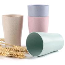 4 Copos Fibra de Bambu Natural 290ml p/ Criança Não Quebra