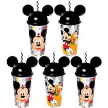 4 Copos Mickey com Canudo e Orelhas p/ Sacola Surpresa Aniversário Infantil 4 Copos Mickey com Canudo e Orelhas p/ Sacola Surpresa Aniversário Infantil