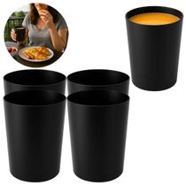 4 Copos Resistente 550ml Preto Restaurante Oriental Bebidas